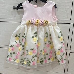 Elegant Pink and Yellow Floral Kids Dress